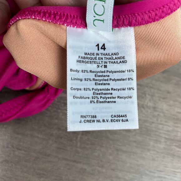 J.Crew Magenta Orchid Ruched V Neck One Piece Swimsuit Sz.14 NWT - Picture 7 of 11